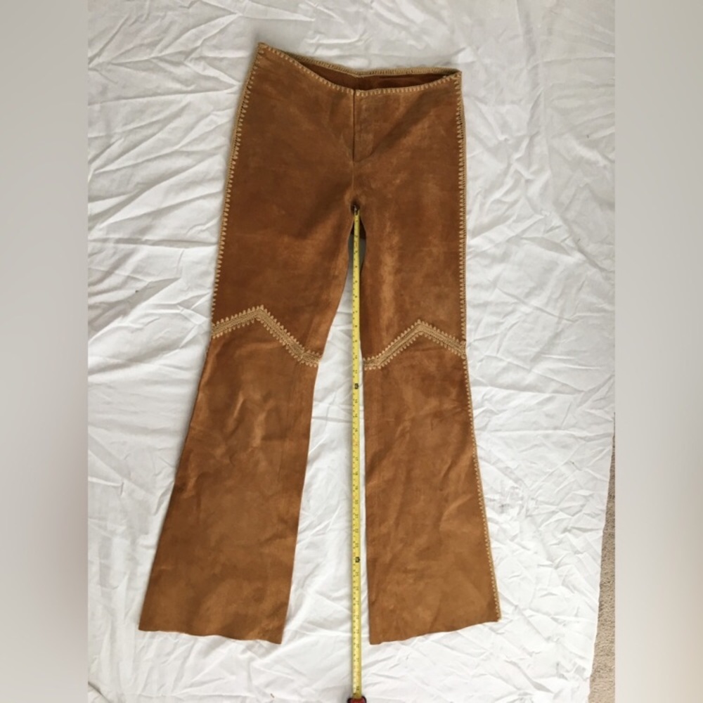 High-Rise Suede Flare Pants in Cognac